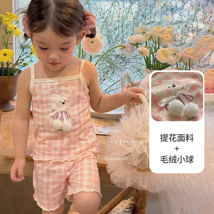 现货【嘿甜心】儿童夏季新品可爱卡通女童吊带套装-32615