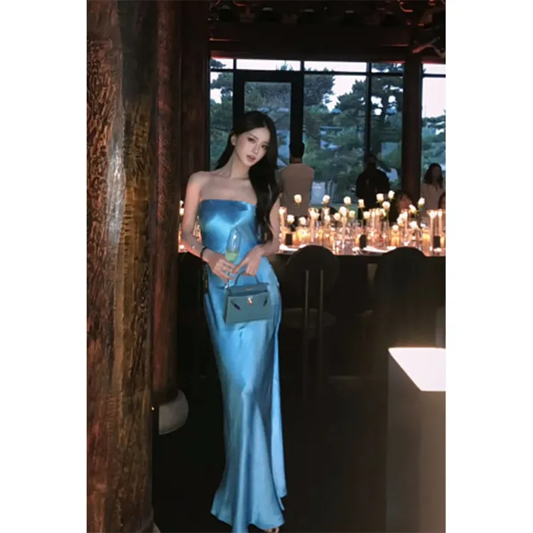 爆款2025韩系小众新款气质抹胸夏季温柔风收腰裙性感气质连衣裙女