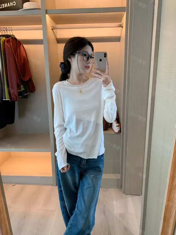 WEN 简约不简单立体裁剪白色圆领套头T恤WWT0111