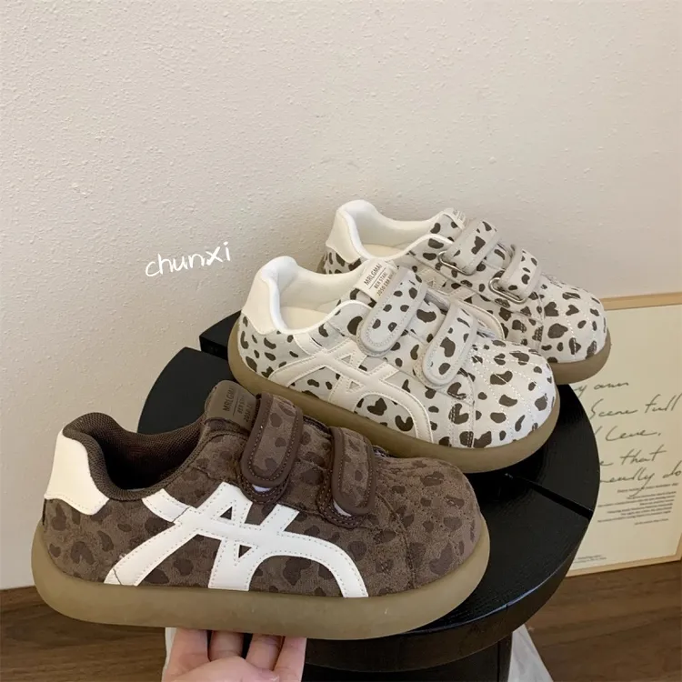 豹纹系列时尚潮流圆头舒适休闲鞋2025新款秋季魔术贴小众ins板鞋