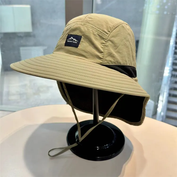 亲子款户外遮阳护脖颈防晒渔夫帽子女速干夏季防紫外线大檐太阳帽