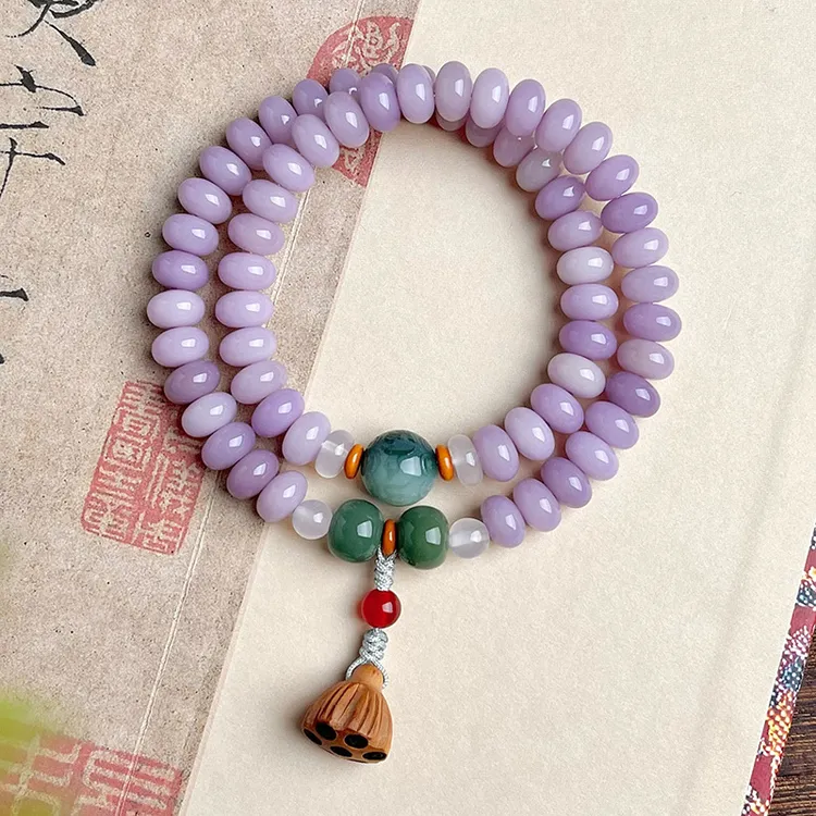 香芋紫渐变天然菩提手串男女双圈莲蓬佛珠念珠时尚百搭文玩手链