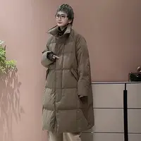 【衣布到味华华】大码长款系扣白鸭绒羽绒服2555款