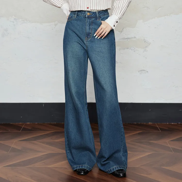 【清仓】秋季新款复古水洗牛仔裤百搭修身高腰显瘦