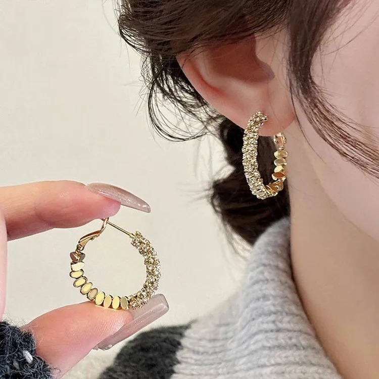 铜合金耳饰 金色小耳圈耳环 直径约2.5㎝左右 碎银几两耳圈