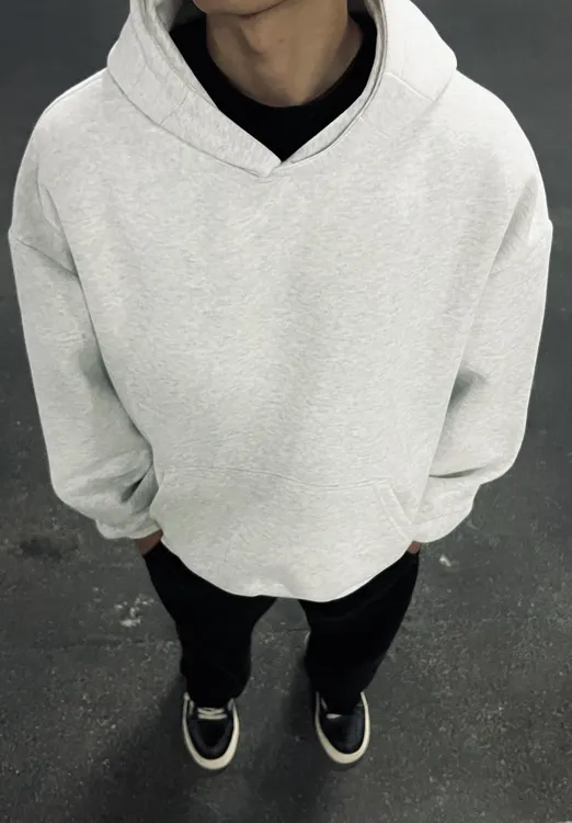 500g短款纯色帽衫秋冬季美式情侣休闲宽松卫衣连帽卫衣男女潮流