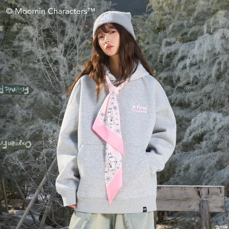 AFGK x Moomin姆明联名 丝巾空气层帽衫秋季套头情侣美式复古上衣