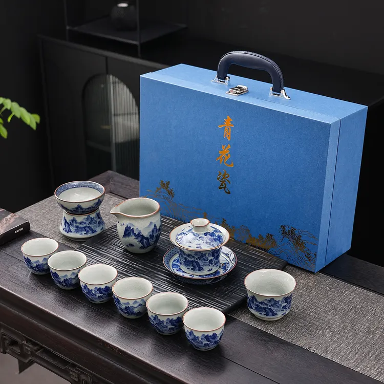 景德镇揽胜马蹄盖碗茶杯家用网红茶器陶瓷功夫泡茶碗整套茶具