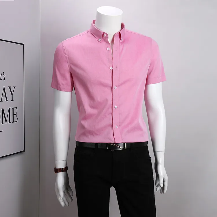 短袖衬衫男款爆款2025新款轻奢男装纯棉休闲夏季薄款红色男士衬衣