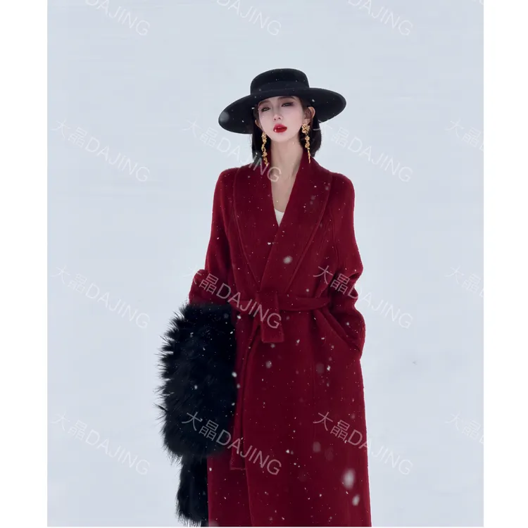 【大晶定制】“北国佳人”[秘鲁进口苏丽羊驼毛]气质系带外套JD351