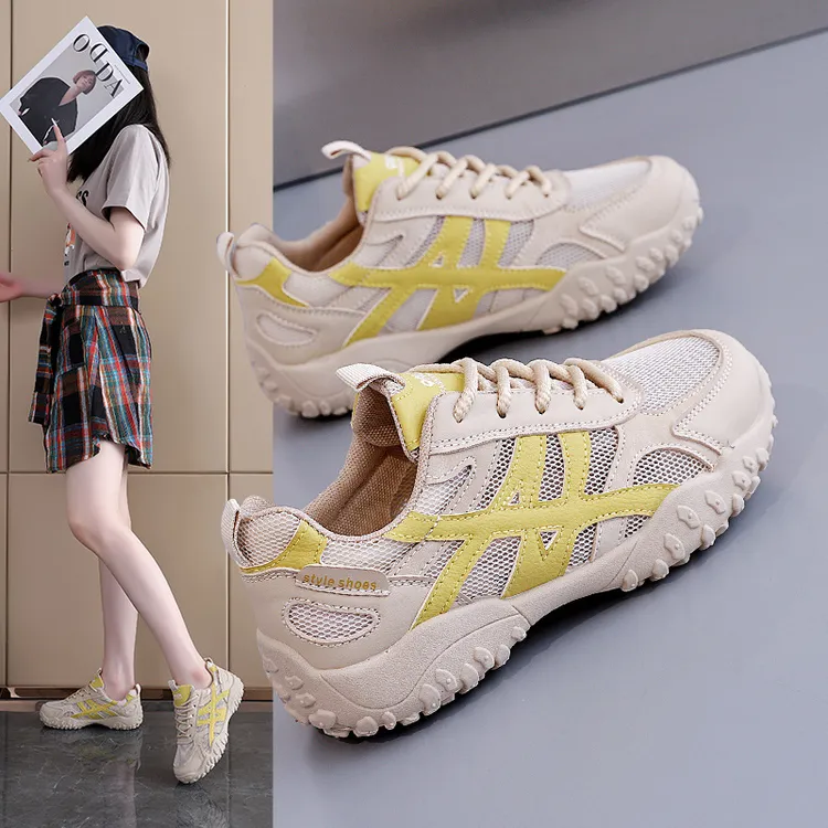 登山鞋女2025春夏季新款网面透气运动鞋防滑网面小白板鞋女L0807