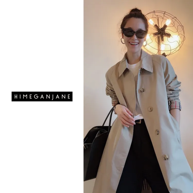 HIMEGANJANE 经典嘎巴甸廓形风衣 英伦风女款（建议干洗）23335