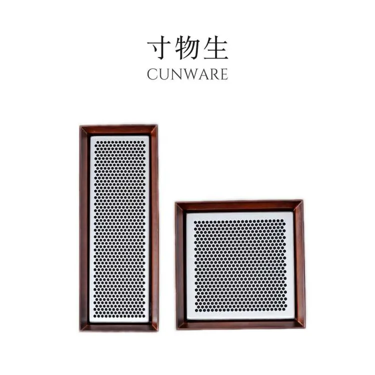 寸物生竹木合金干泡茶盘家用茶托盘干泡盘简约蓄水式小茶台壶承