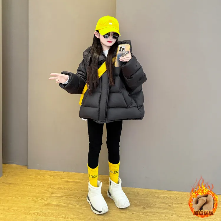 女童羽绒服冬装2026新款韩版百搭时尚宽松保暖羽绒服铅笔裤套装潮
