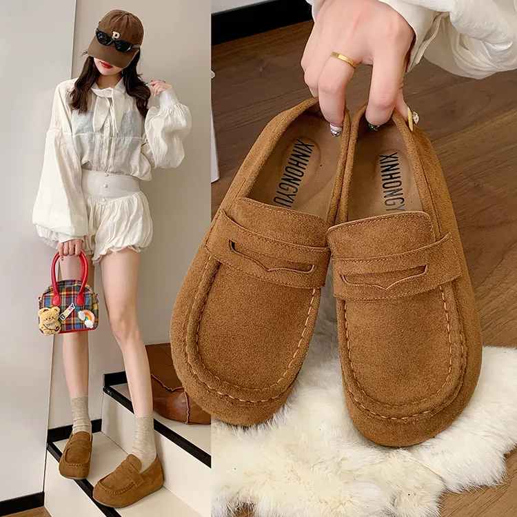 XHY【勃肯豆豆鞋】3公分港风复古懒人一脚蹬单鞋时尚经典手工鞋2