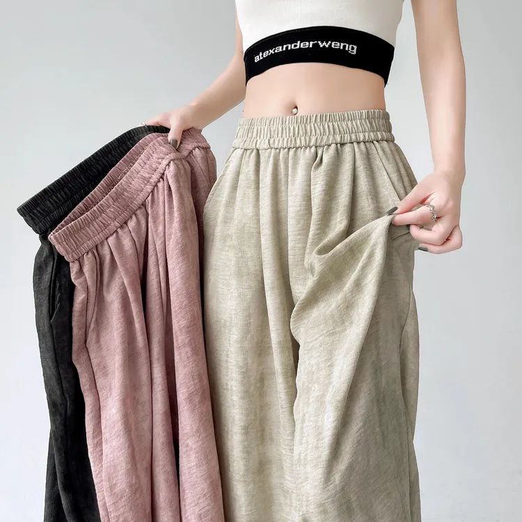 【大码女装80-300斤】冰丝裤子女夏季薄款阔腿裤垂感休闲扎染山本裤