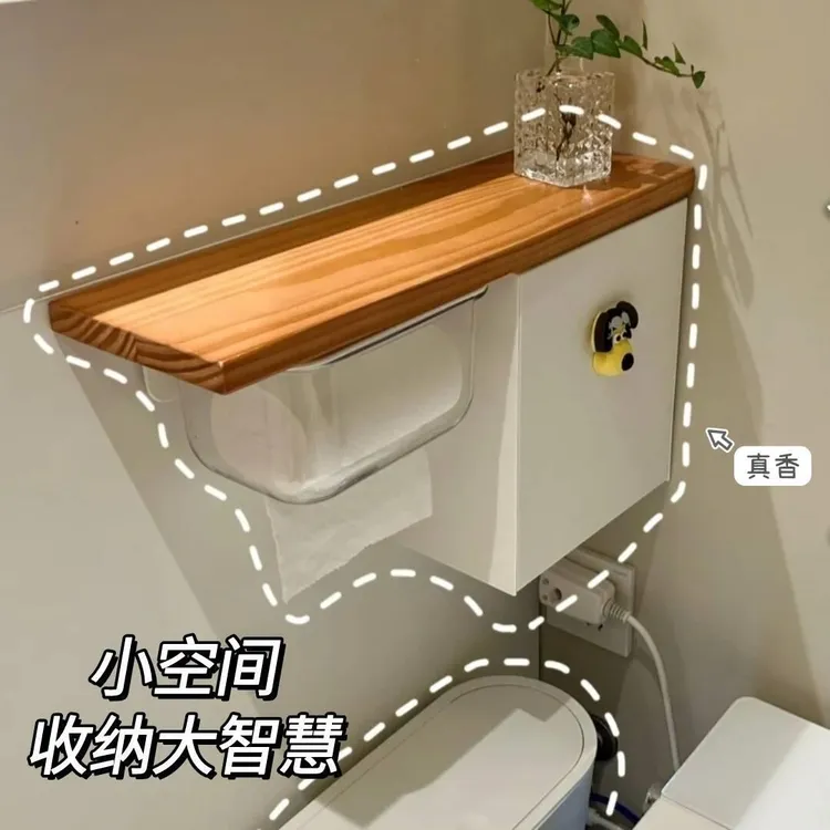 浴室纸巾收纳盒网红新款壁挂置物架厕所洗手间防水储物透明ins风