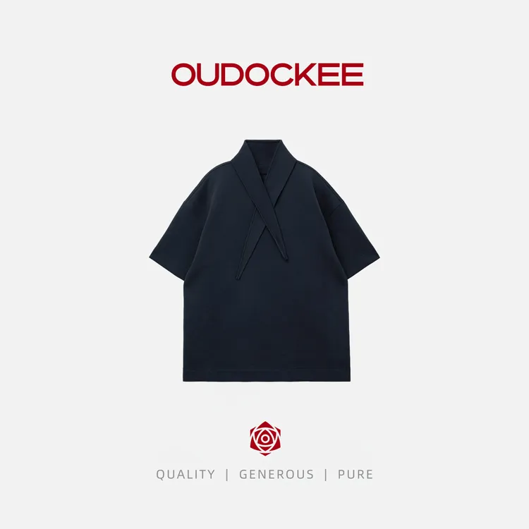 OUDOCKEE 鸥鸥【鸥货上衣】美式领巾不规则设计感廓形T恤 TACE730T