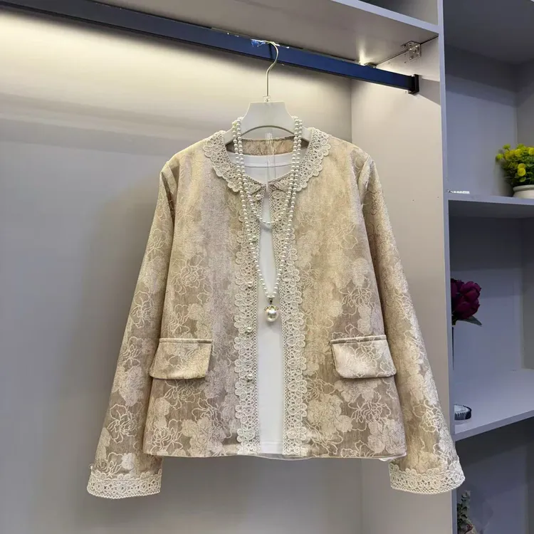 欧货遮肉显瘦气质高雅国潮风提花气质外套