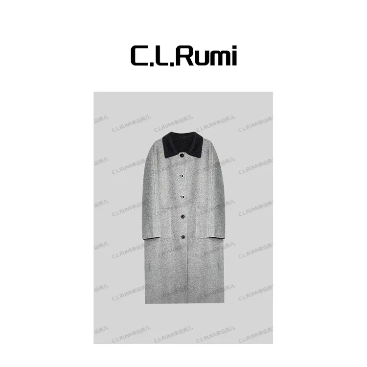 【Rumi精选】”月光曲”秋冬轻奢羊毛毛呢双面穿中长款大衣7195wt