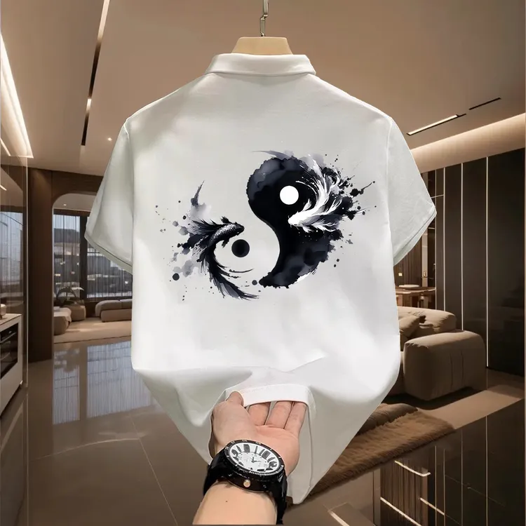 美式轻奢简约polo衫 太极鱼 高级感时尚休闲商务短袖翻领polo杉