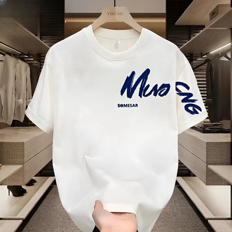 啄木鸟潮流圆领男装重磅t百搭时尚印花高端纯棉潮流男款休闲ins