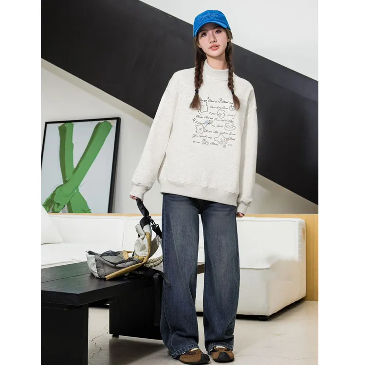 25WY075女童加绒卫衣秋冬款2025新款洋气女孩上衣大童冬季加厚