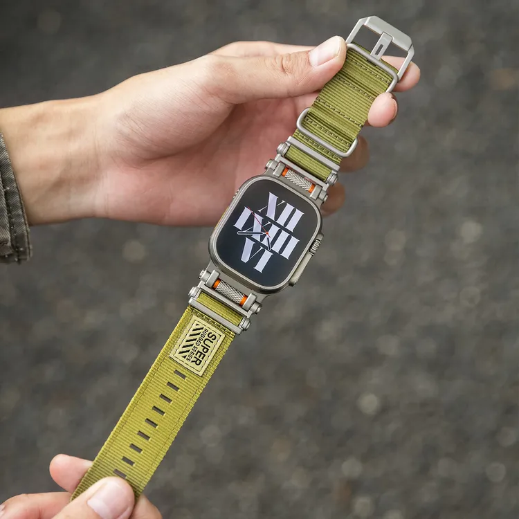 AppleWatch金属扣尼龙表带适用苹果手表iwatch户外运动ultra男EDC