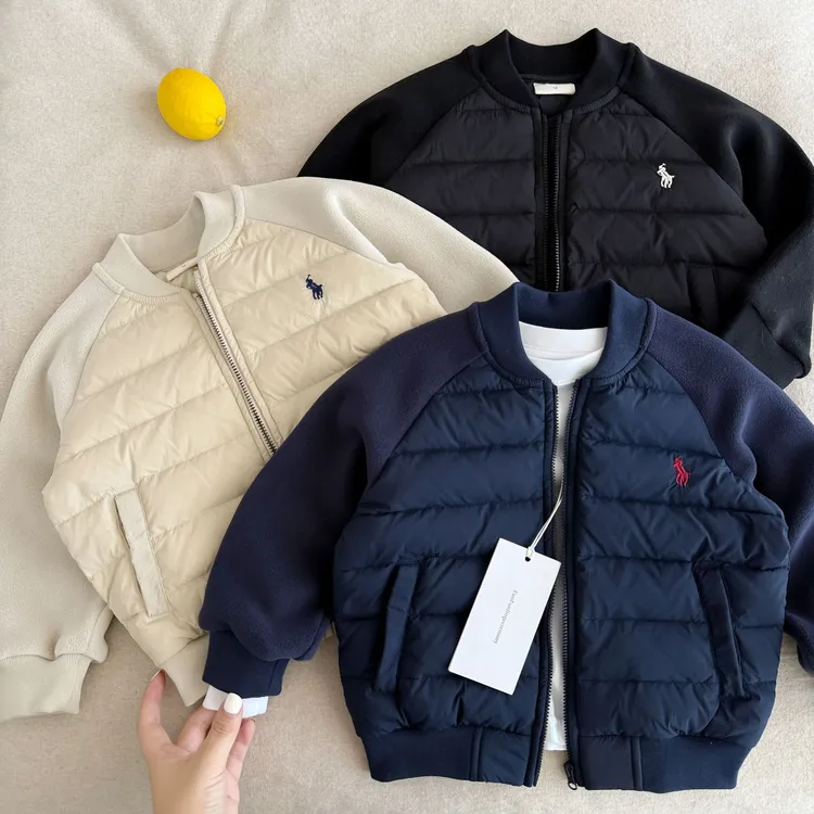 儿童棉服2025秋冬新款男童潮牌拼接夹棉外套宝宝小童夹克保暖棉衣