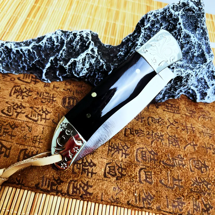 手把肉小刀 西域特色花纹 牛角柄小刀 水果刀 家用 露营 手工刀