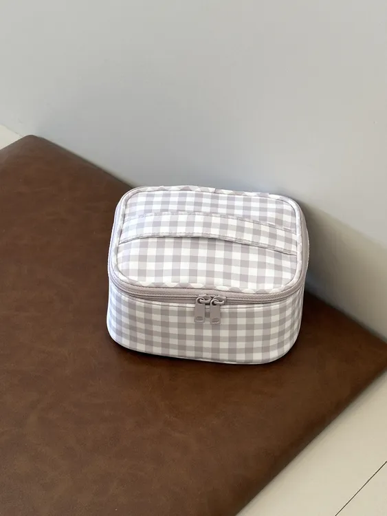 新款格子化妆包女便携旅行洗漱防水收纳包