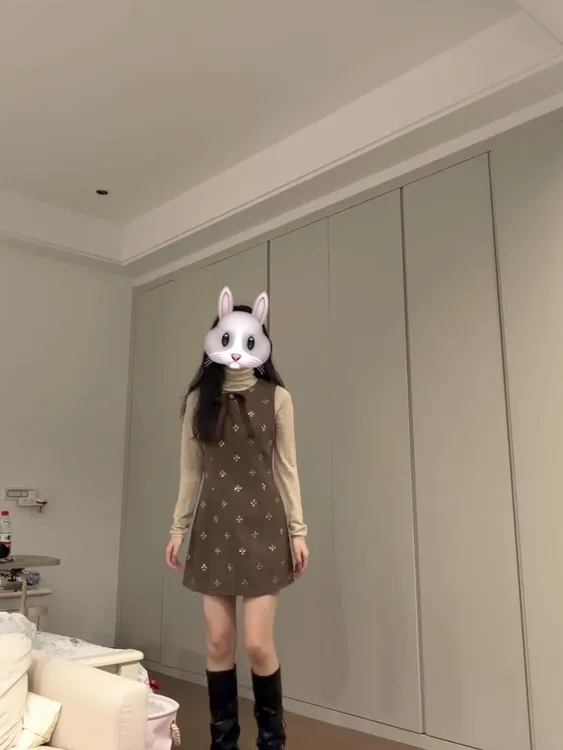 法式气质叠穿名媛千金风背心连衣裙女装2025秋冬新款圣诞新年套装
