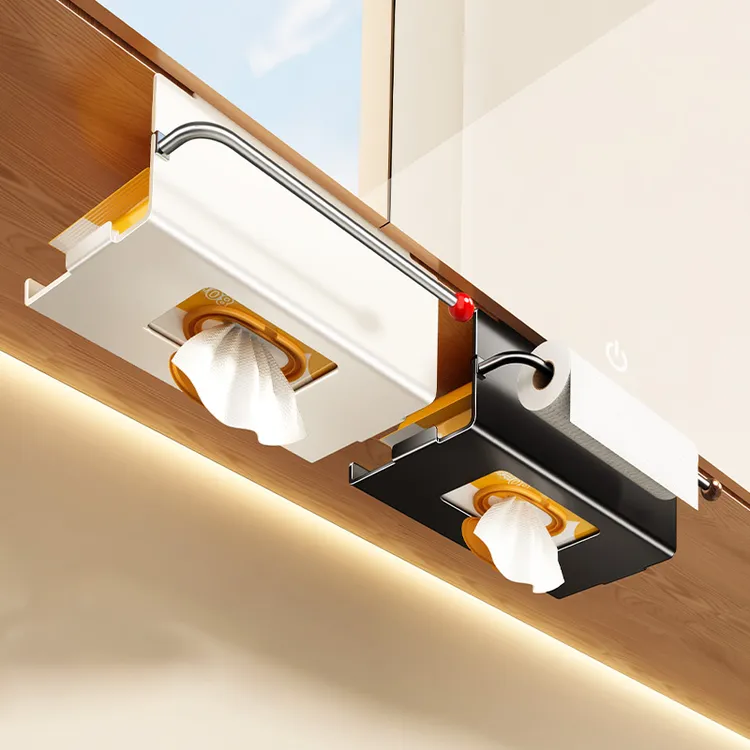 厨房湿巾收纳盒纸巾架子吊柜倒挂抽纸盒收纳抹布纸挂架橱柜卷纸架