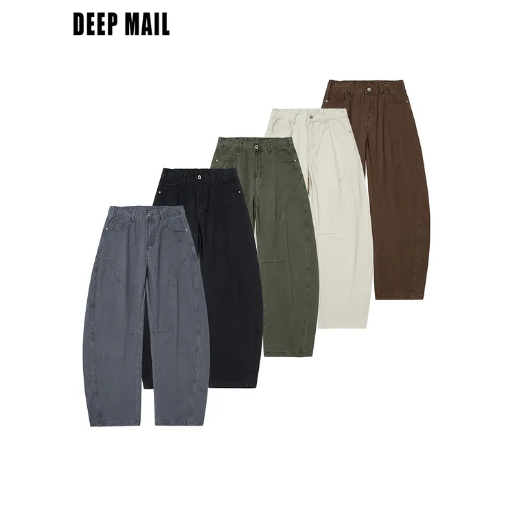 DEEPMAIL 纯棉解构弯刀裤四季通用男生阔腿裤长裤休闲裤宽松裤子