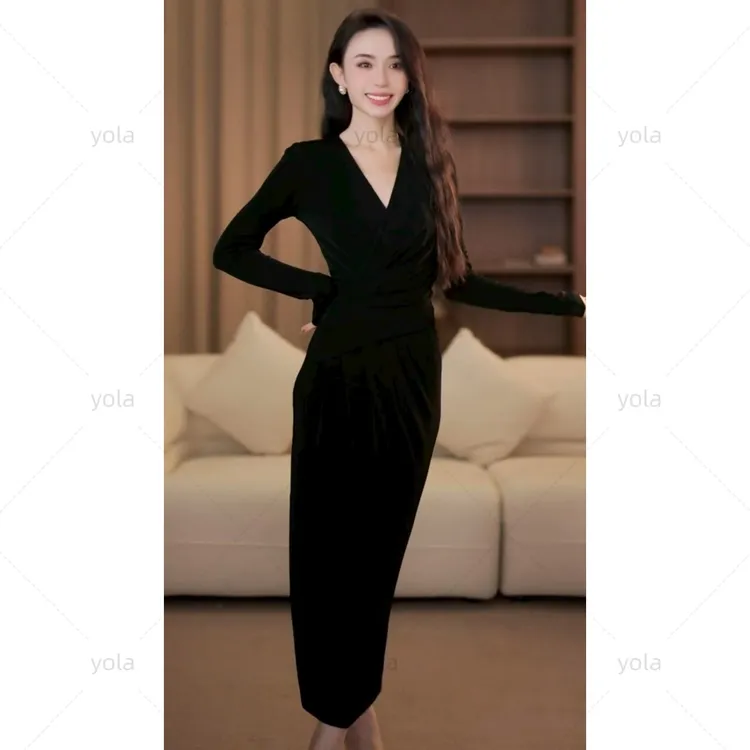 【yola】绛云秋季新款高级法式气质显瘦直筒连衣裙-YL11720