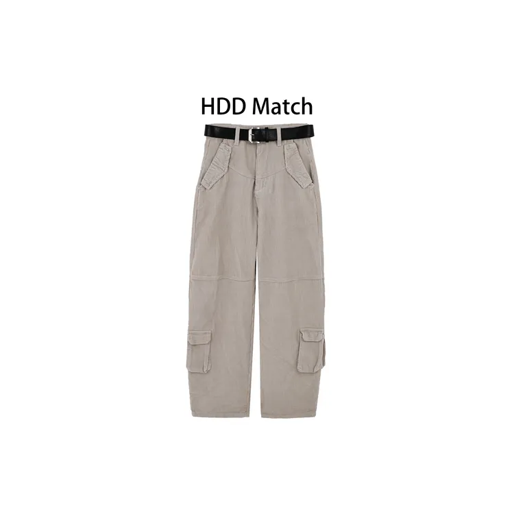 HDD- "条绒方式" 棉 冬季女款设计条绒工装腰带休闲裤 Y9469