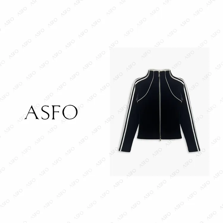 【AS奢感】25新定制撞色拼接立裁保暖百搭丝绒小衫AS25DKS00679