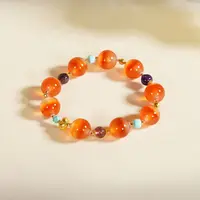 红橙一线玛瑙圆珠DIY手串12mm±