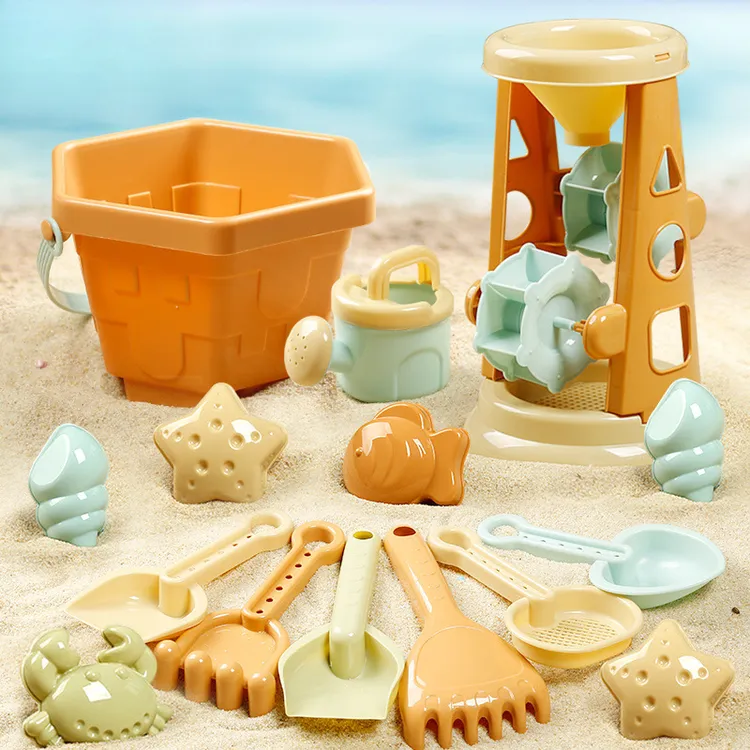 夏季新品可爱19件套儿童户外海边宝宝趣味过家家挖沙玩沙工具桶