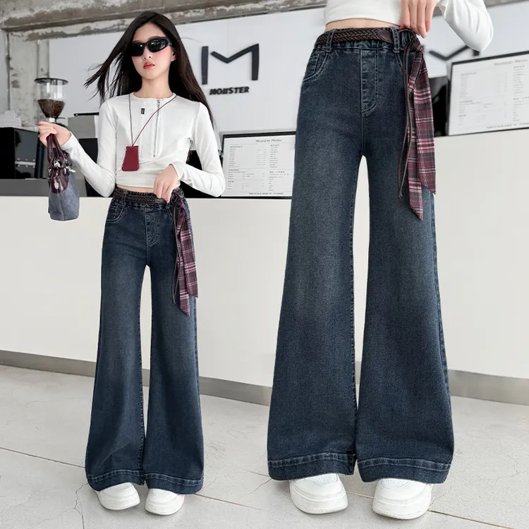 女童春秋款牛仔裤2025新款儿童韩版休闲直筒裤中大童时尚洋气长裤