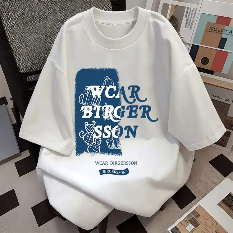 百搭潮流情侣百搭夏季短袖T恤上衣青春流行小清新风格圆领字母DS