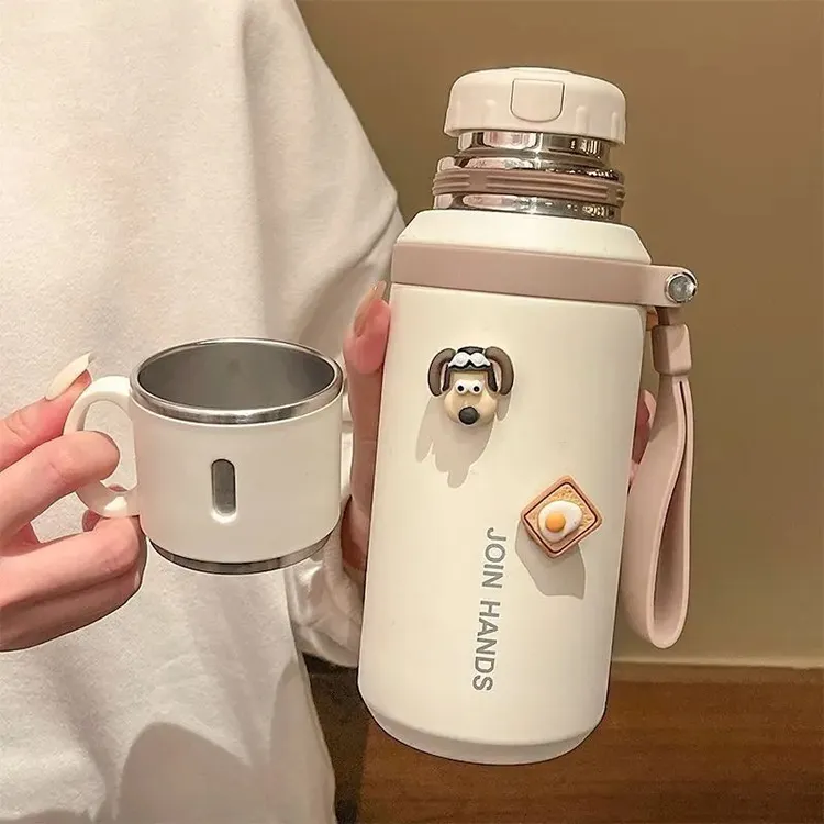 2025新款不锈钢保温杯女生高颜值带盖泡茶喝水杯上学专用便携简约