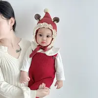 儿童帽子秋冬双层护耳帽女宝宝公主帽保暖防风针织毛线帽女巫师帽