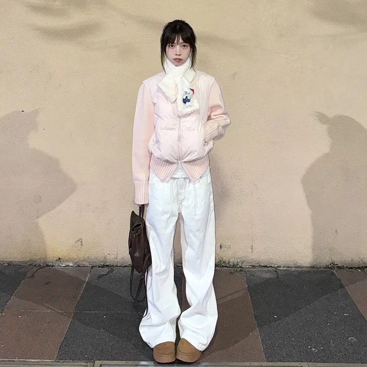 针织超好看棉服女2025冬季新款拼接小个子厚外套棉衣学生韩系棉袄