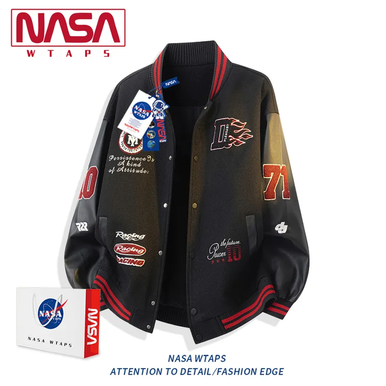 NASA WTAPS美式复古潮牌棒球服外套男秋季新款时尚刺绣夹克上衣男