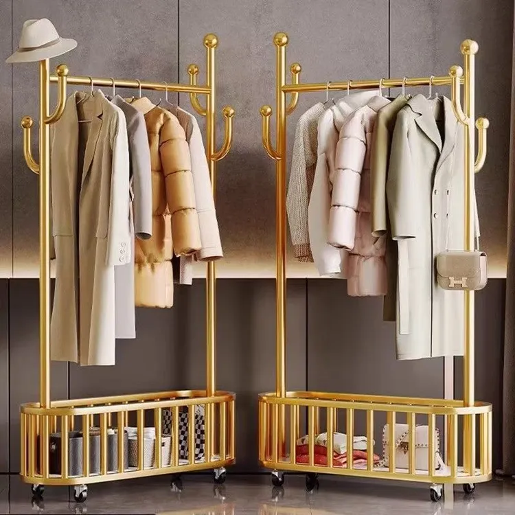 晾衣架子落地式轻奢衣帽架家用卧室阳台挂衣架立式简约收纳撑衣杆