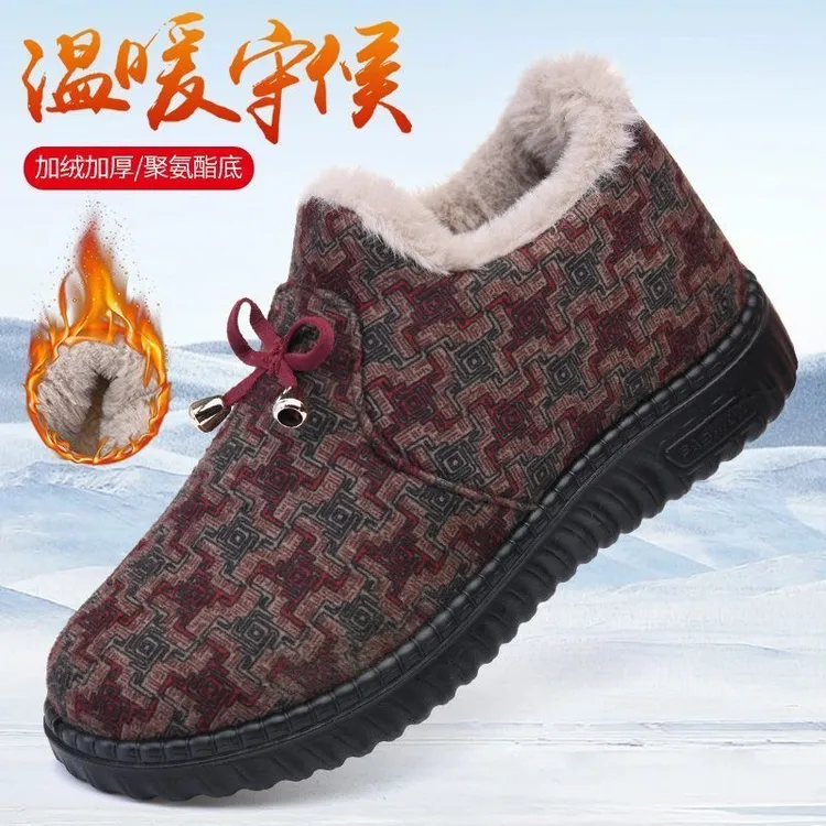 冬季北京棉鞋女加绒保暖奶奶靴加厚防滑布鞋中老年软底舒适妈妈鞋
