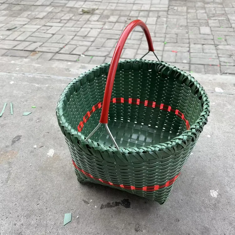 打包带加厚手工编织篮子购物篮塑料工艺家用收纳
