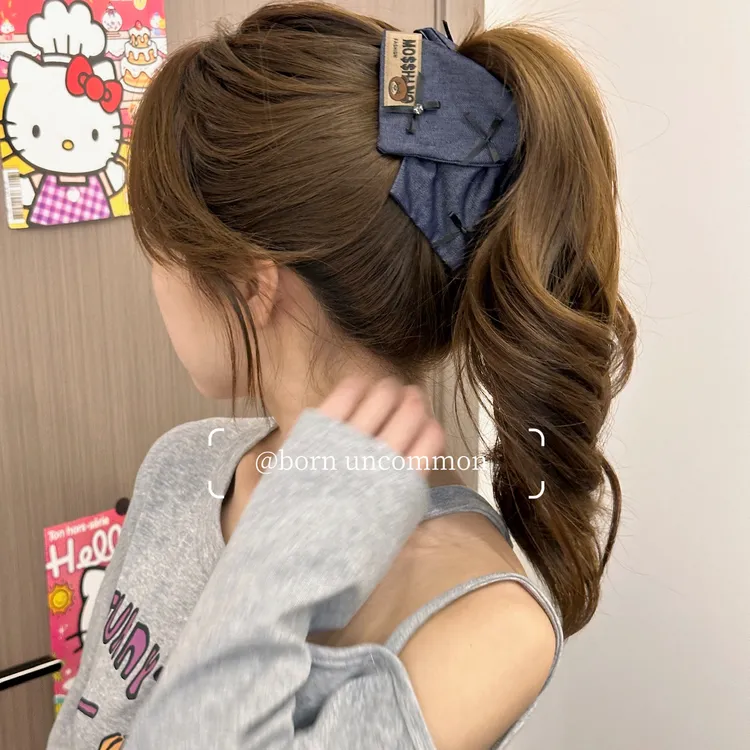 布朗熊牛仔三角抓夹女高级感2025新款鲨鱼夹设计感后脑勺发夹夹子