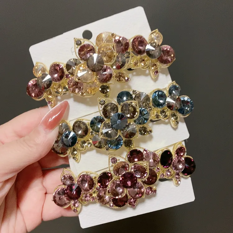 泛思酒红色花朵7公分弹0927彩色时尚时尚紫色气质发饰